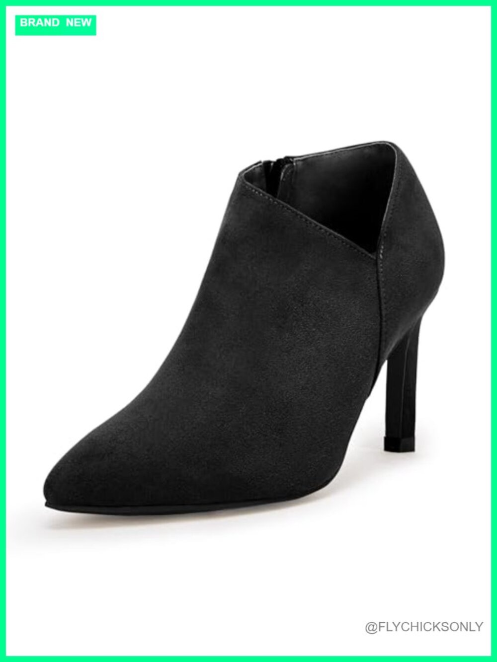 Pointed Toe V Cut Ankle Boots Kitten Heel Side Zip Office Booties